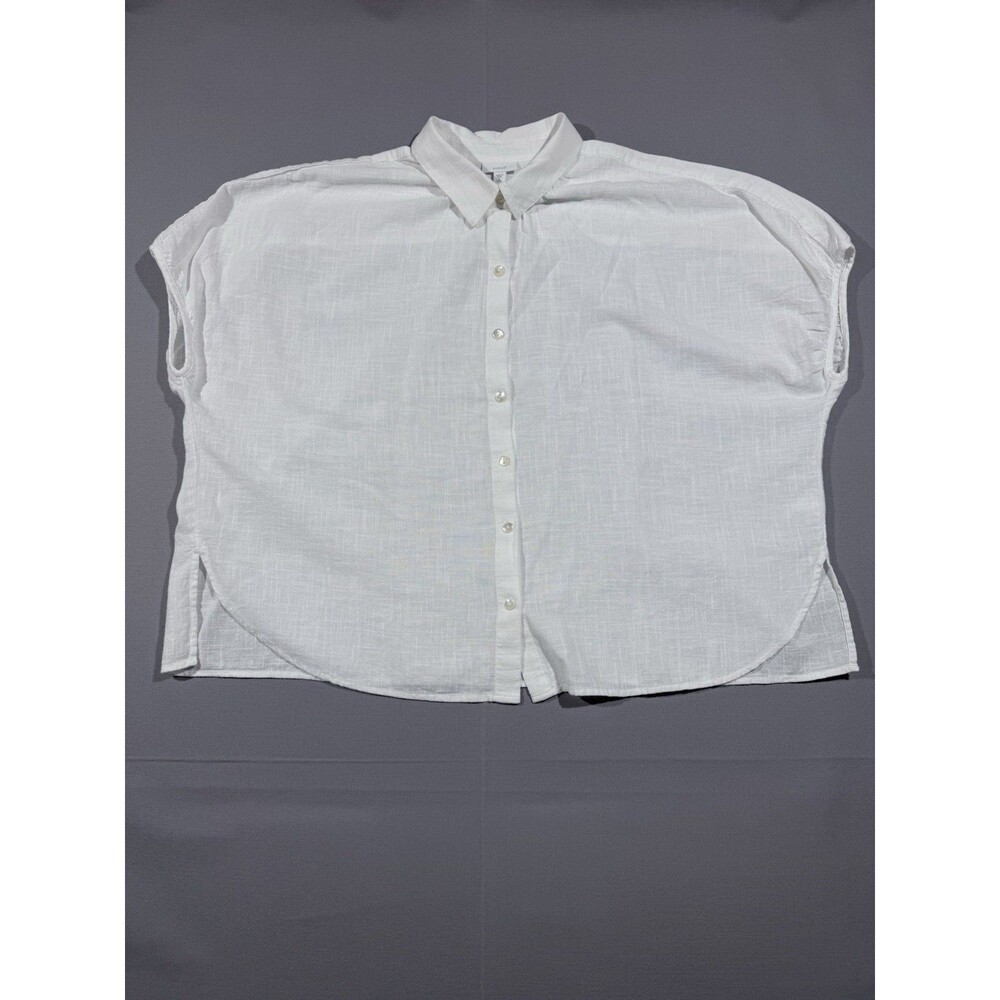 J Jill Womens XL Petite White Shirt Collection Tunic Button Up Blouse NWT